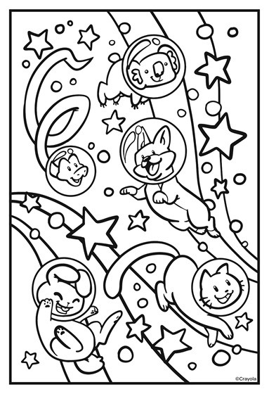 Fun Printable Coloring Pages
 Cosmic Cats Galaxy Fun Coloring Page