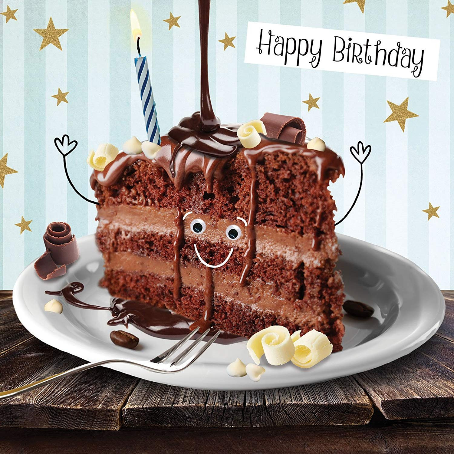 Funny Happy Birthday Cake
 Funny Chocolate Cake Birthday Card 3D Goggly Moving Eyes