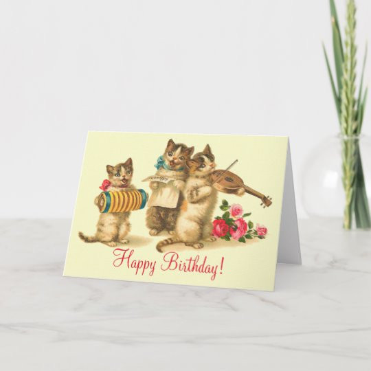 Funny Singing Birthday Cards
 Vintage Funny Cats Singing Happy Birthday Card