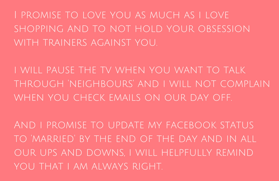 Funny Wedding Vows For Him
 Funny Wedding Vows for her