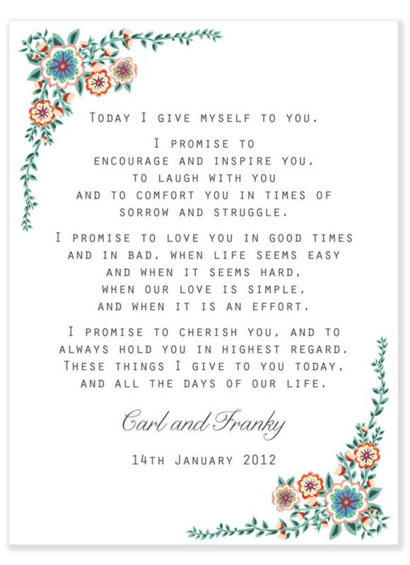 Funny Wedding Vows Samples
 Sample Personal Wedding Vows