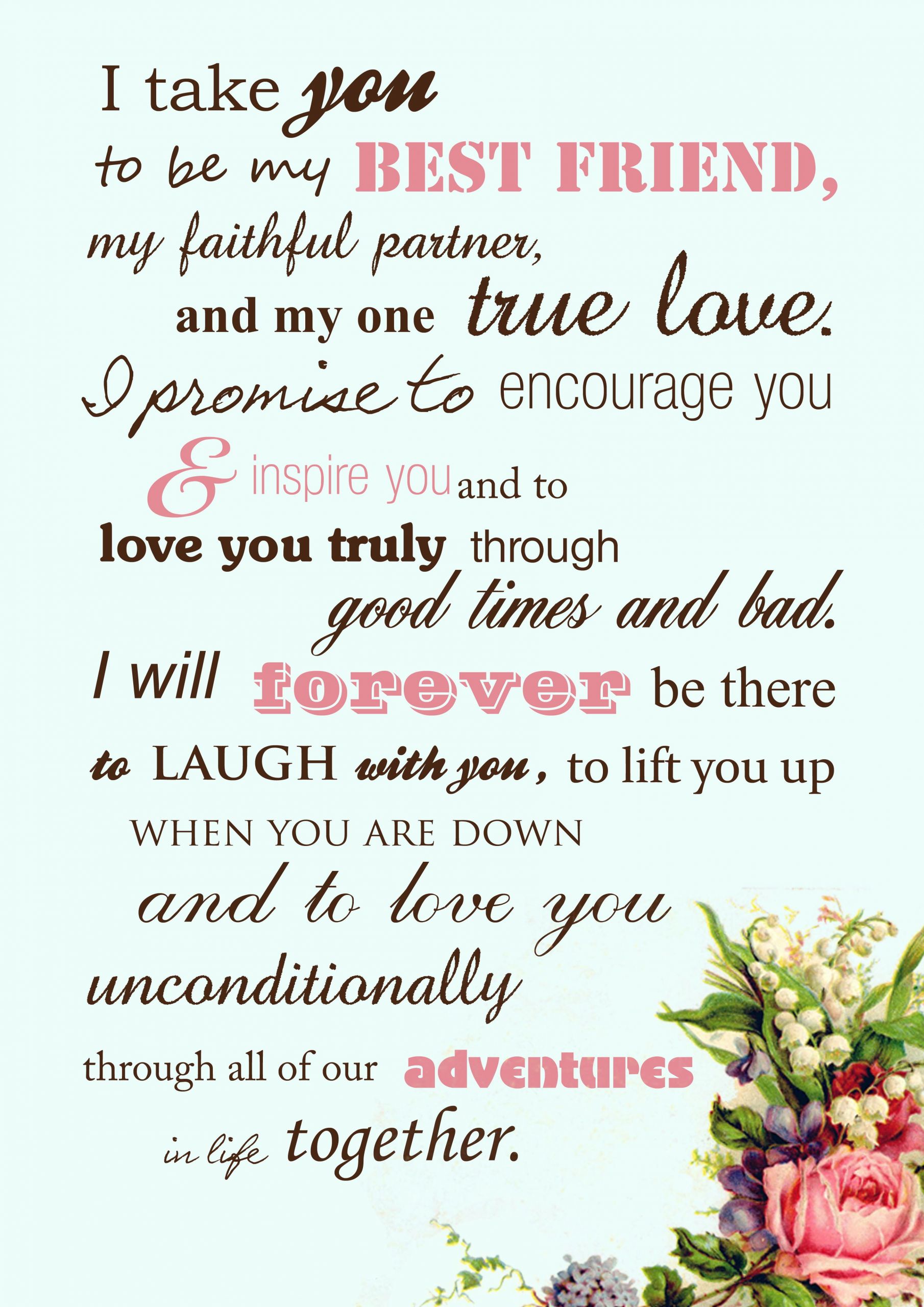 Funny Wedding Vows Samples
 Beautiful wedding vows instead of the traditional by the