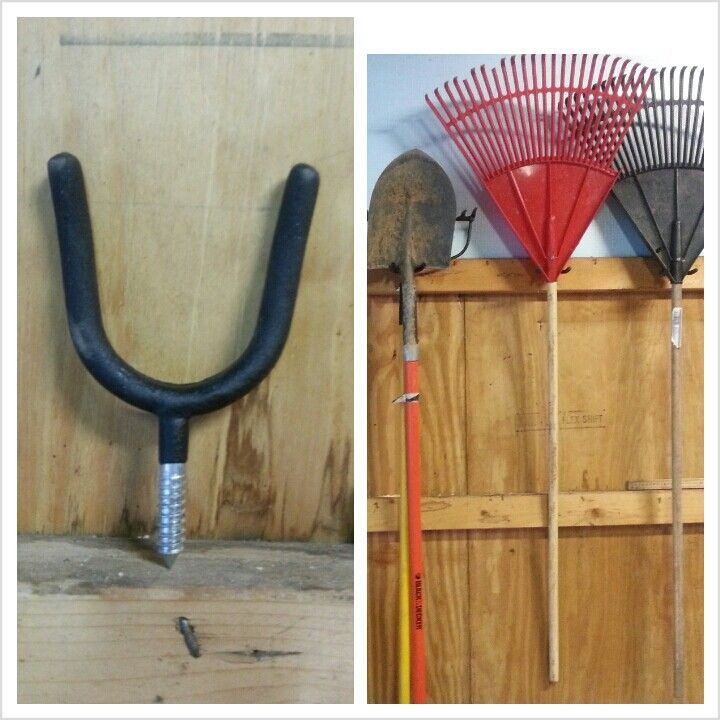 Garage Organization Hooks
 Use heavy duty tool hooks to hang rakes shovels and