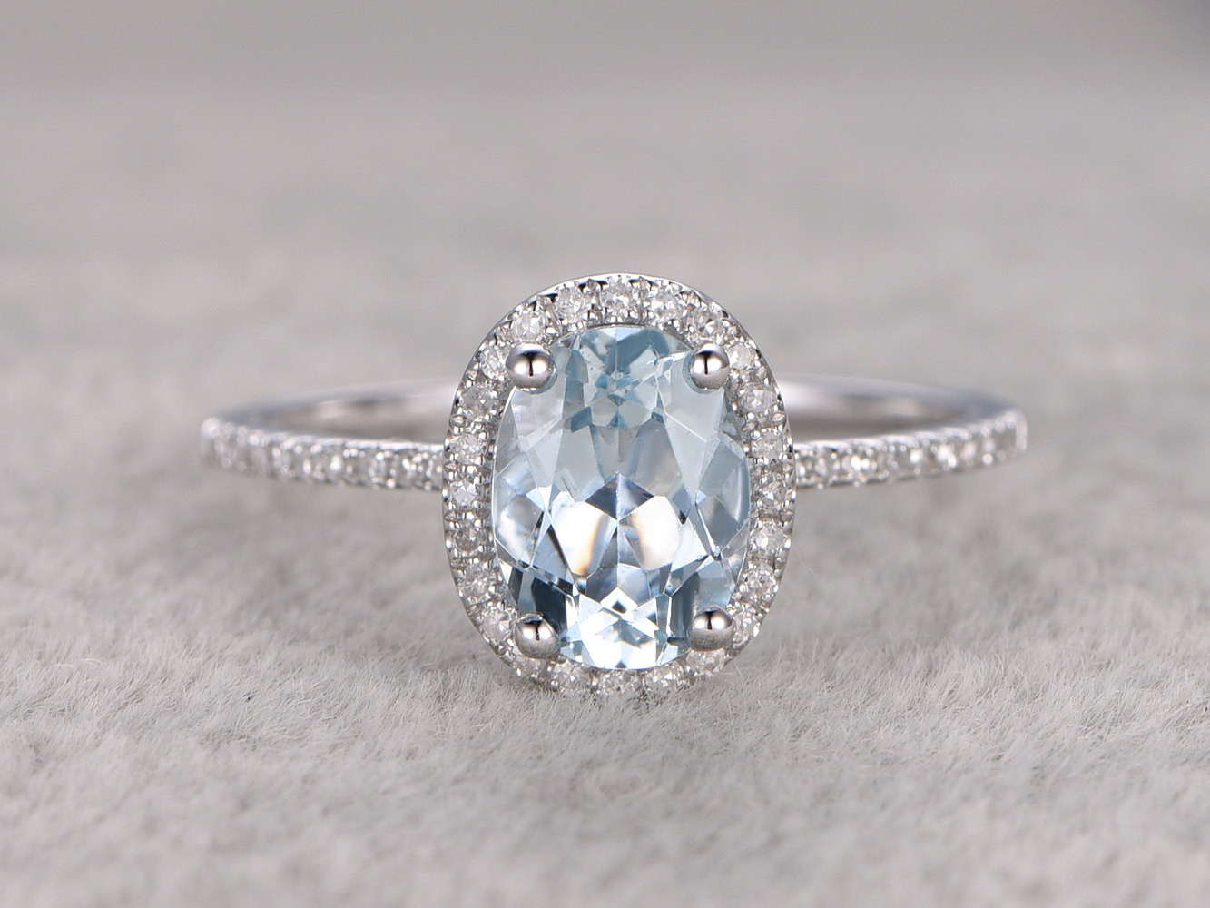 Gemstone Engagement Rings
 Natural Blue Aquamarine Ring Engagement ring White gold with