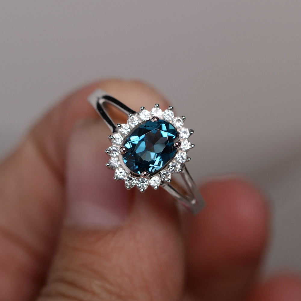 Gemstone Engagement Rings
 London Blue Topaz Ring Silver Gemstone Ring Engagement Ring