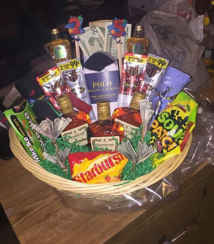 Gift Basket Ideas For Boyfriends
 Birthday basket for him …