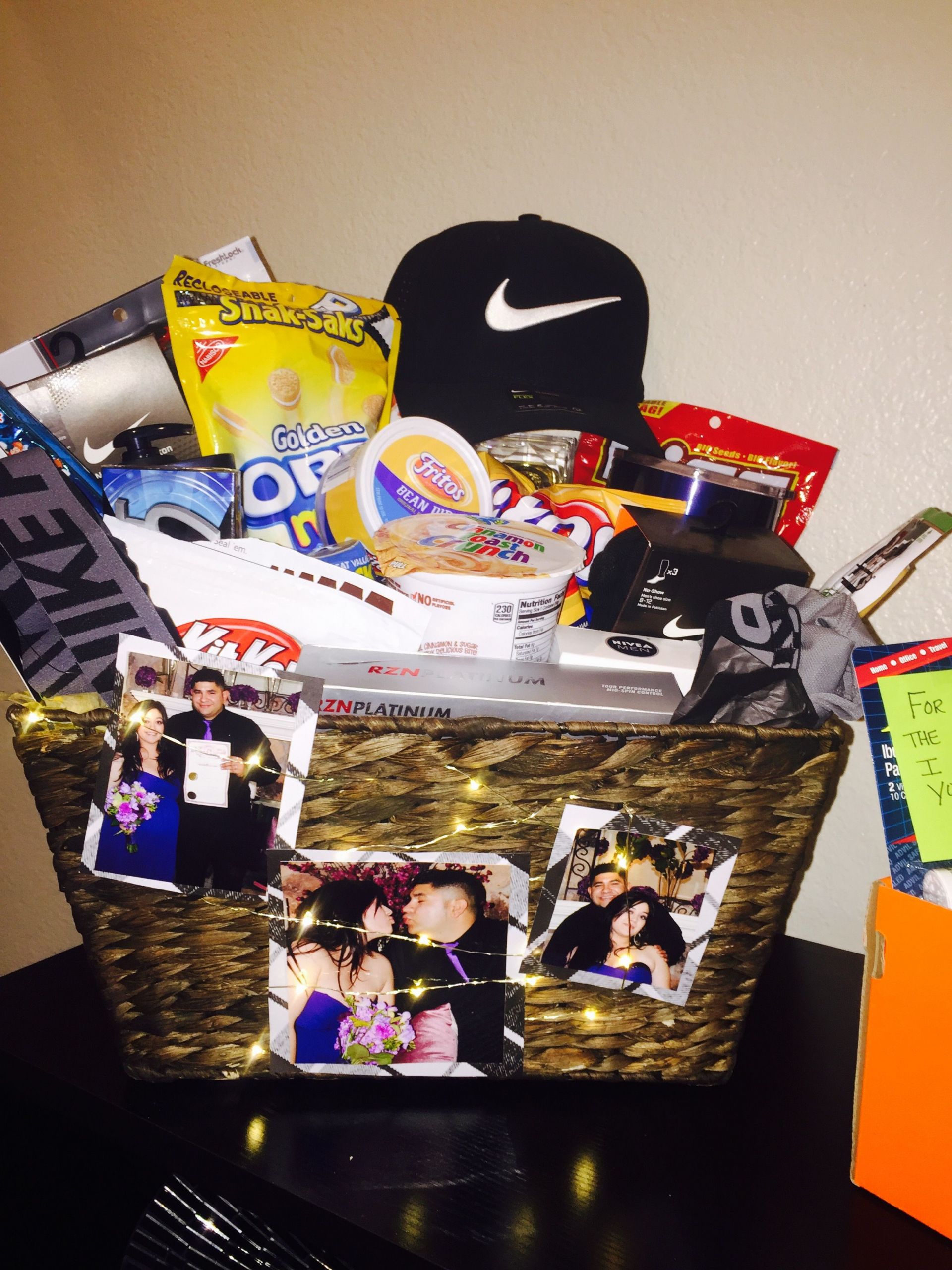 Gift Basket Ideas For Boyfriends
 Anniversary t basket I put to her for my husband full
