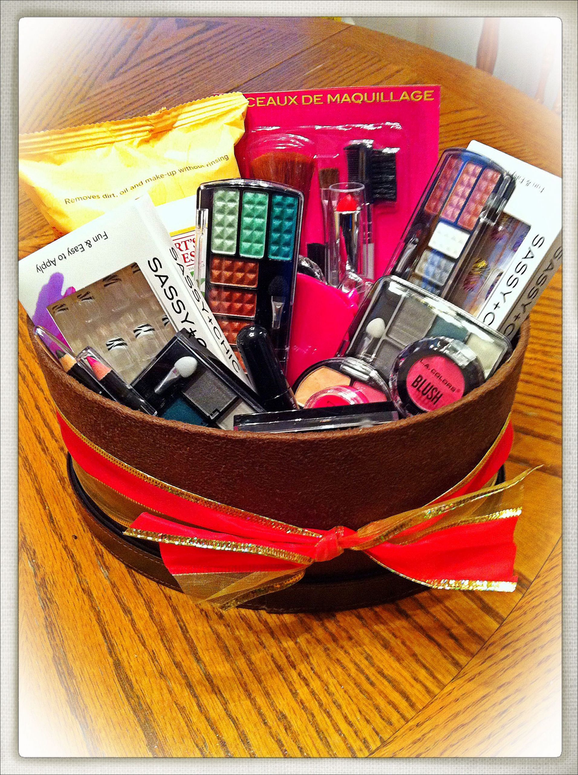 Gift Baskets Ideas For Girls
 My DIY $15 Makeup Basket All items bought at the Dollar