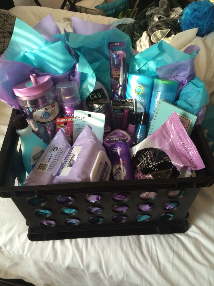 Gift Baskets Ideas For Girls
 Gift basket Purple Teal Housewarming