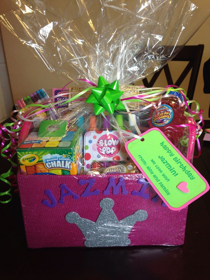 Gift Baskets Ideas For Girls
 Gift basket I made for 8 year old girl Gifts