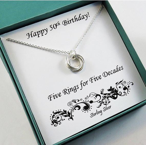 Gift For 50th Birthday
 50th Birthday Gift for Women Sterling Silver Birthday