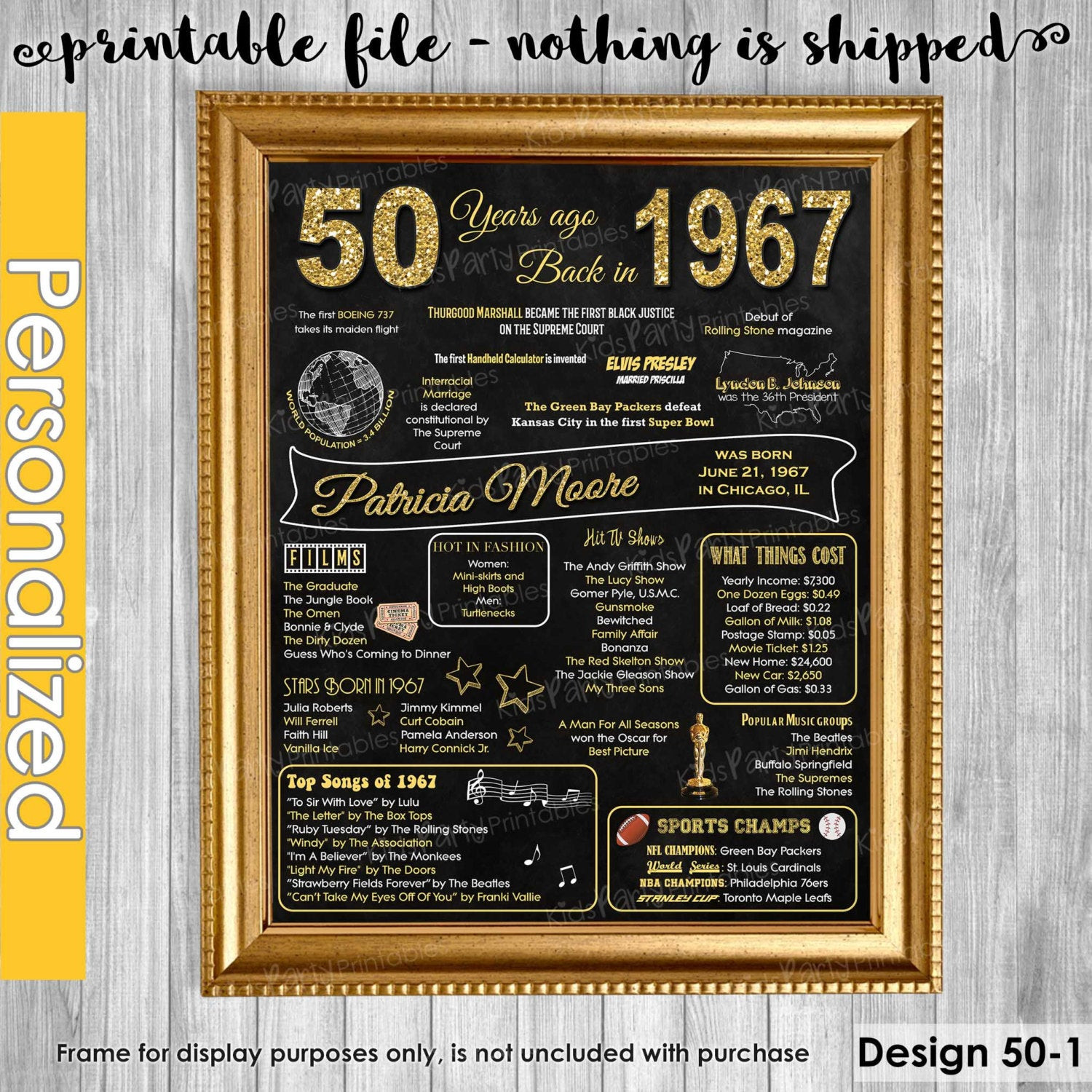 Gift Ideas For 50Th Anniversary
 50th Birthday Gift for Women 50th Birthday Chalkboard 50th