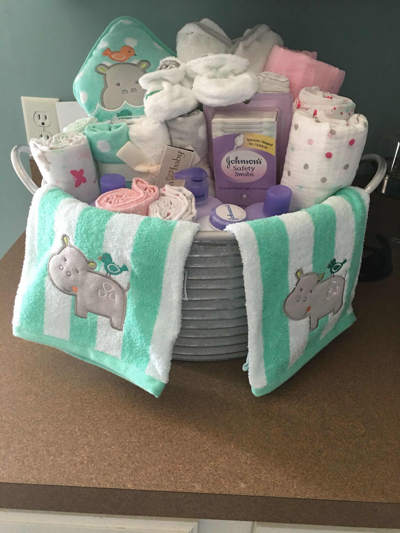Gift Ideas For Baby Showers
 Baby shower present I made Galvanized bucket with baby