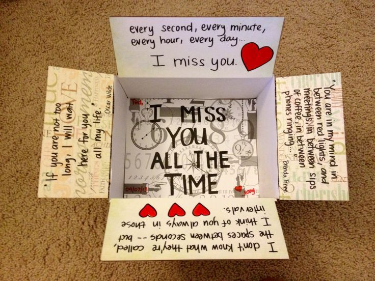 Gift Ideas For Deployed Boyfriend
 "I miss you all the time" care package for Ted Deployment