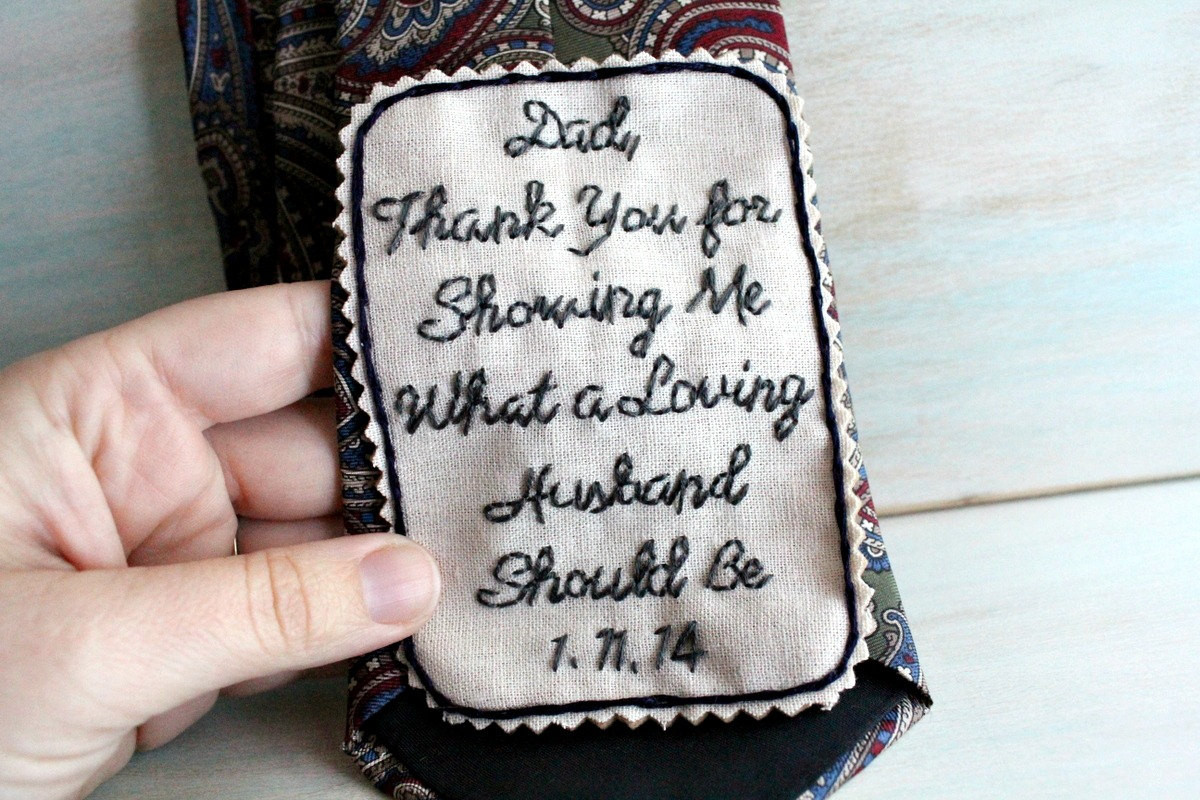 Gift Ideas For Father Of The Groom
 Father of the Groom Gift Hand Embroidered Tie Patch Father