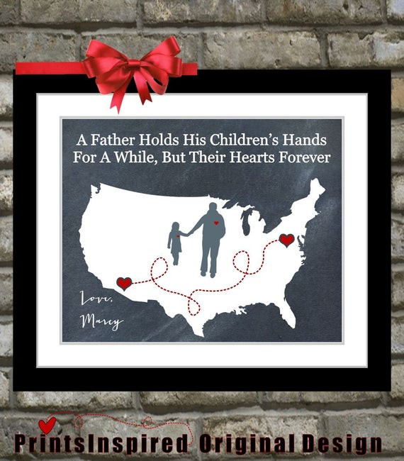 Gifts For Dad Birthday
 Gift For Dad Birthday Distance Map Hearts Father by