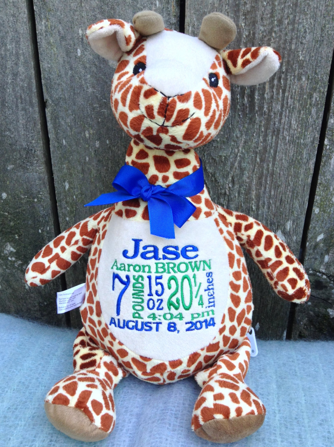 Giraffe Baby Gifts
 Personalized Baby Gift Monogrammed Giraffe Birth Announcement