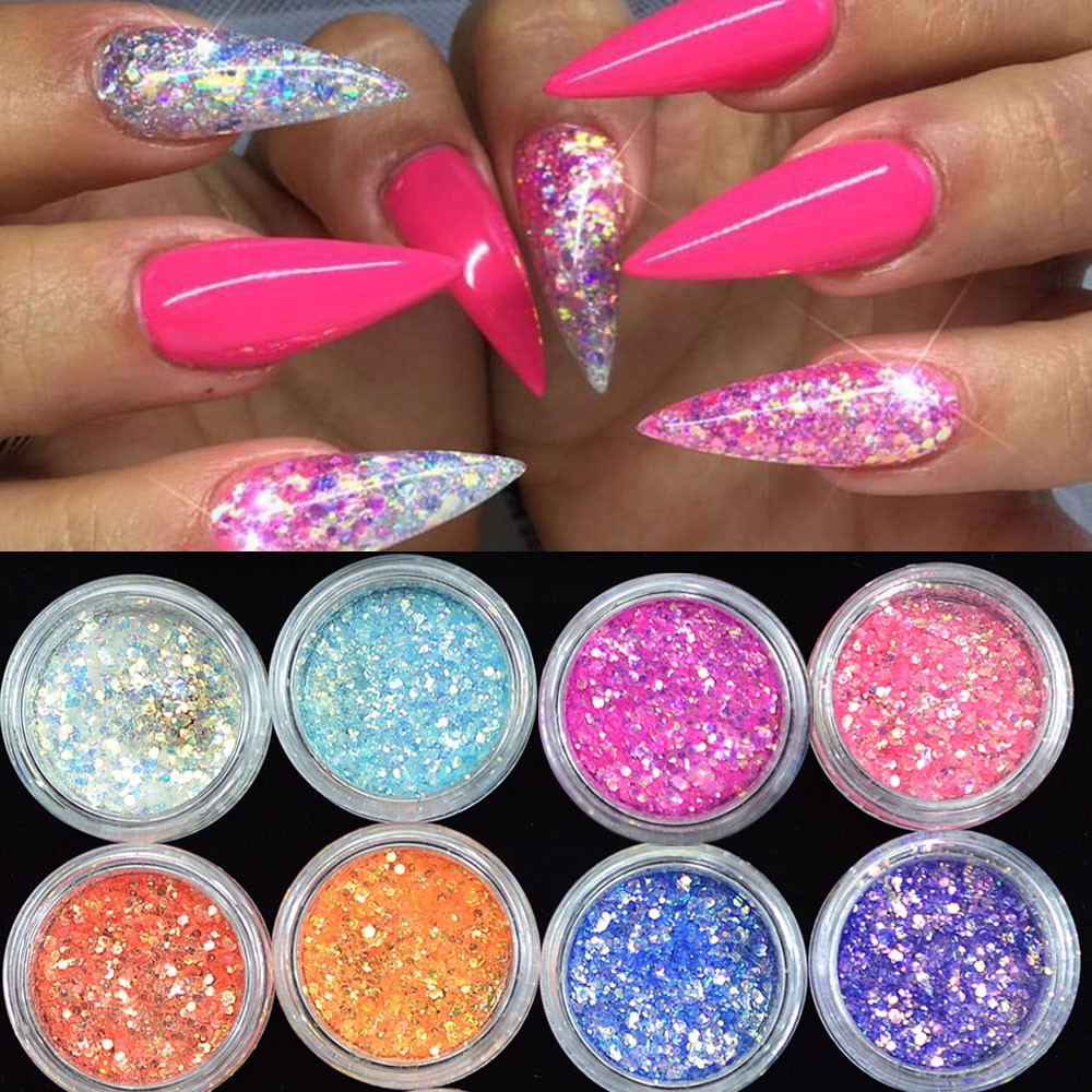 Glitter For Nails
 1 Box Shiny Nail Sequins Glitter Tips UV Gel Nail Art