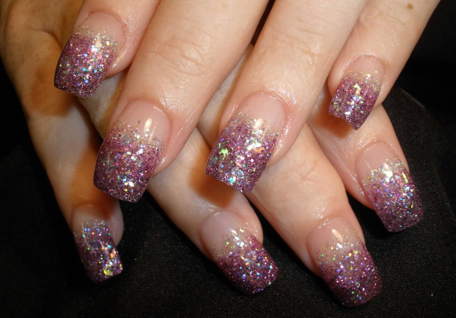 Glitter French Nails
 50 Most Beautiful Glitter French Tip Nail Art Design Ideas
