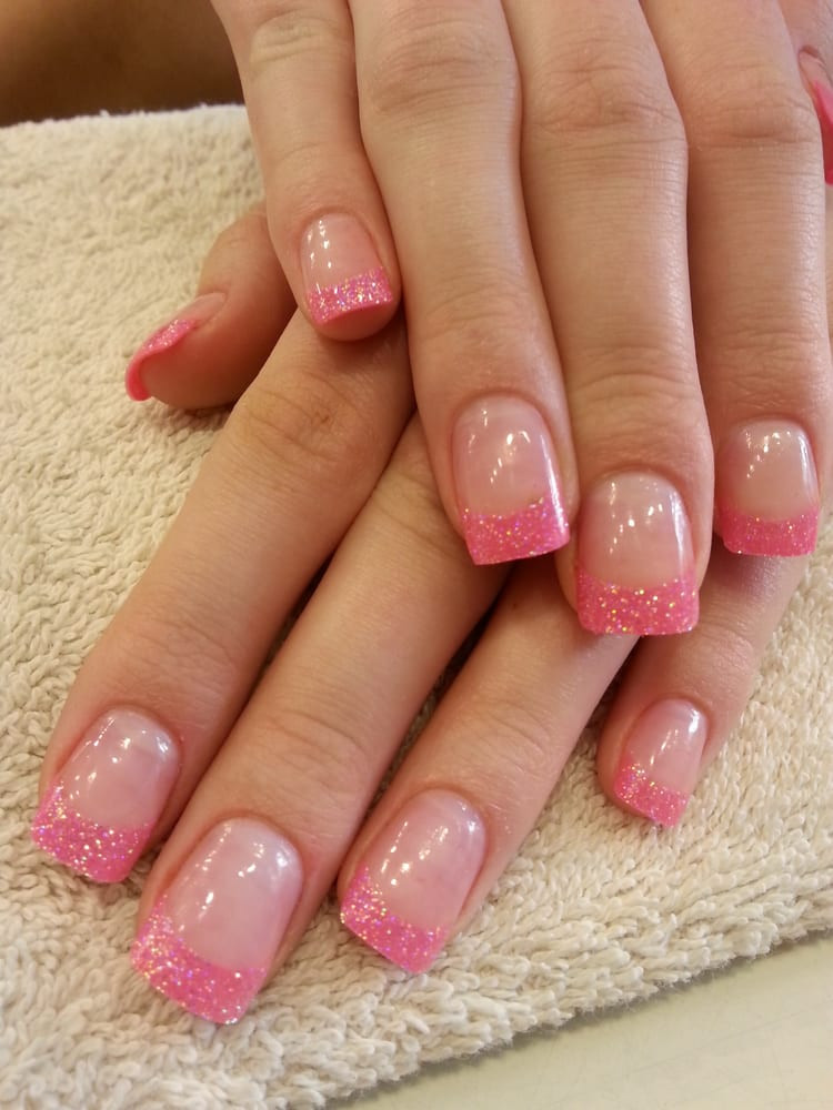 Glitter Nails Salon
 Barbie Nails Fancy pink glitter tips & Orly "Rose Colored
