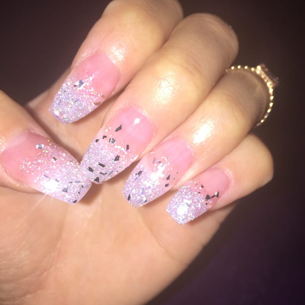 Glitter Nails Salon
 SNS ballerina glitter nails I just got these done today