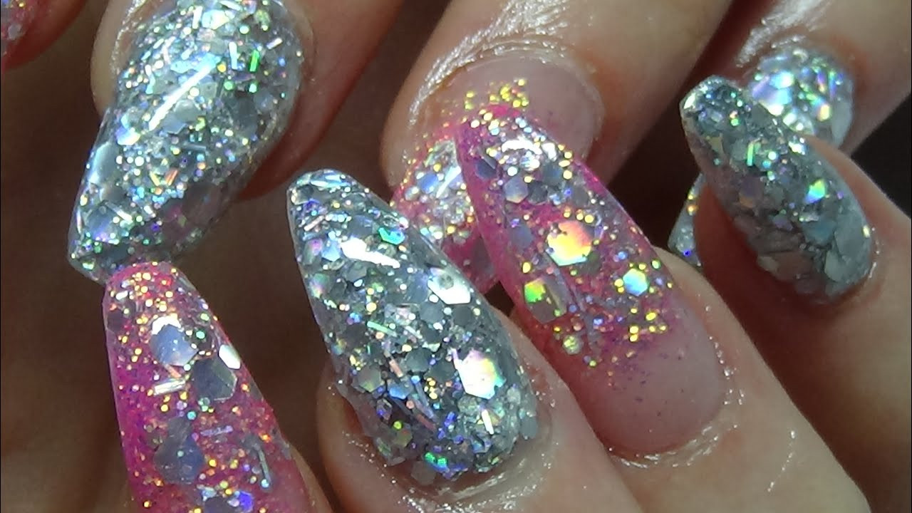 Glitter Tip Acrylic Nails
 full on glitter acrylic nails bling bling