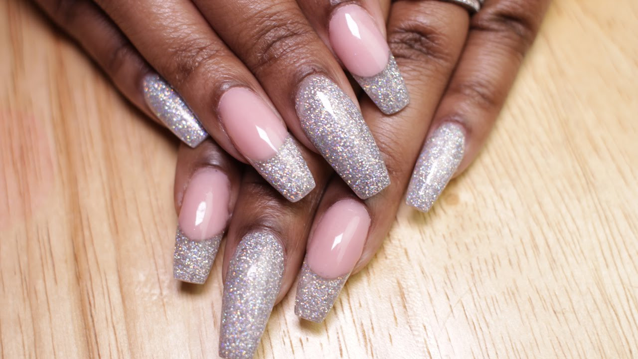 Glitter Tip Acrylic Nails
 How to Glitter Coffin Nails