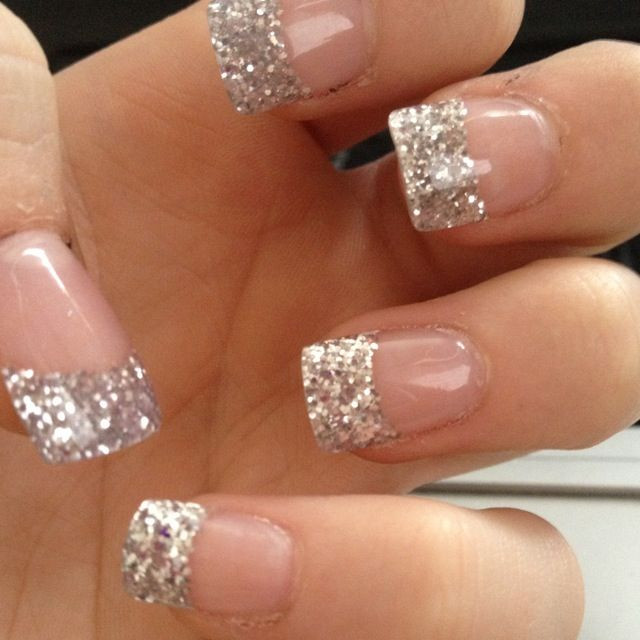 Glitter Tip Acrylic Nails
 Glittery French Tip Acrylics