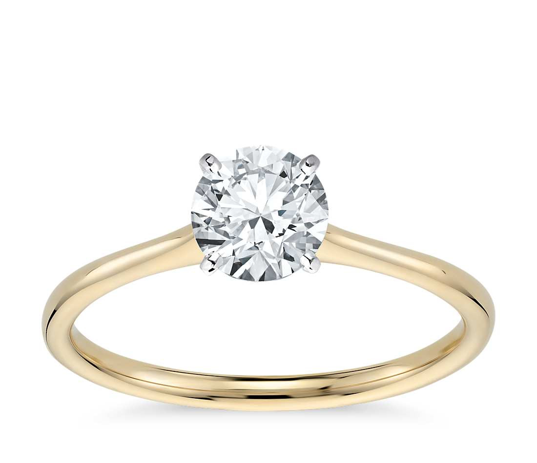 Gold And Diamond Rings
 Petite Solitaire Engagement Ring in 18k Yellow Gold