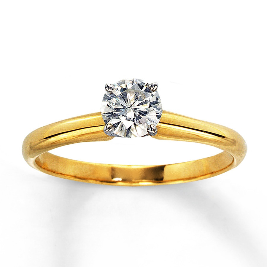 Gold And Diamond Rings
 Diamond Solitaire Ring 1 2 carat Round cut 14K Yellow Gold