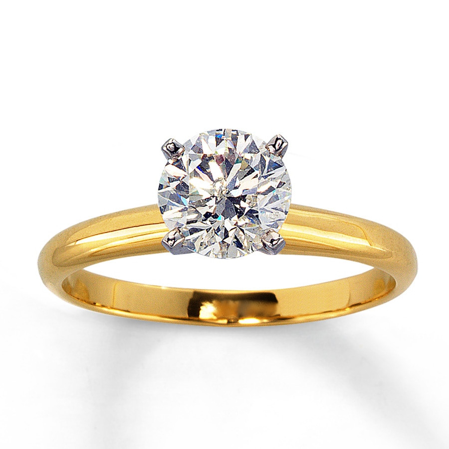 Gold And Diamond Rings
 Diamond Solitaire Ring 1 carat Round 14K Yellow Gold