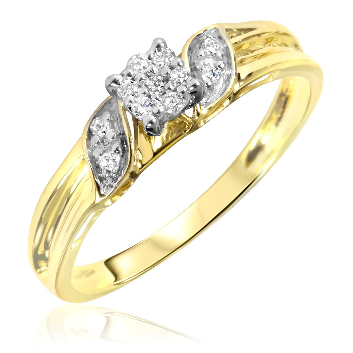 Gold And Diamond Rings
 1 10 Carat T W Diamond Women s Engagement Ring 10K Yellow