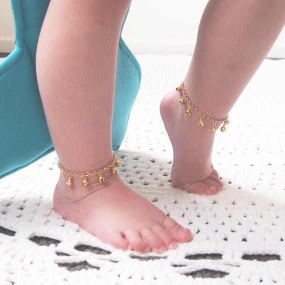 Gold Anklet Bracelet
 Baby Shower Gift Gold Ankle Bracelet First Birthday Baby