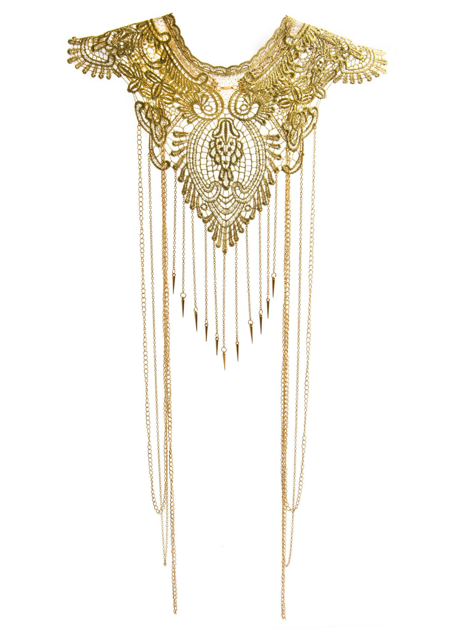 Gold Body Jewelry
 Marletta Metallic Gold Lace Gold Body Chain Jewelry