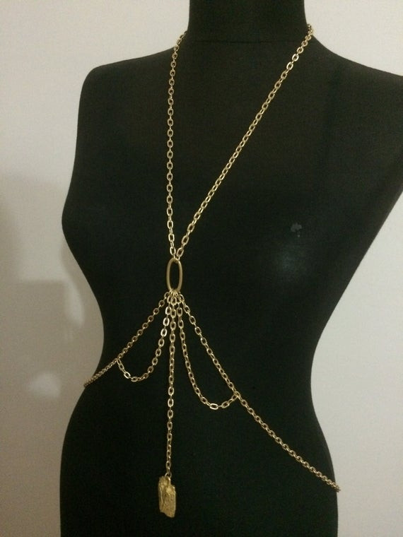 Gold Body Jewelry
 gold body necklace modern jewelry body chain body by MukoShop