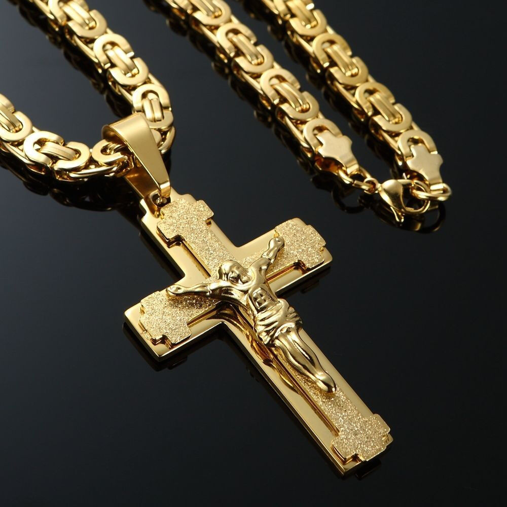 Gold Cross Necklaces For Men Fresh Mens Stainless Steel Cross Necklace Chain 18k Gold Filled Of Gold Cross Necklaces For Men 