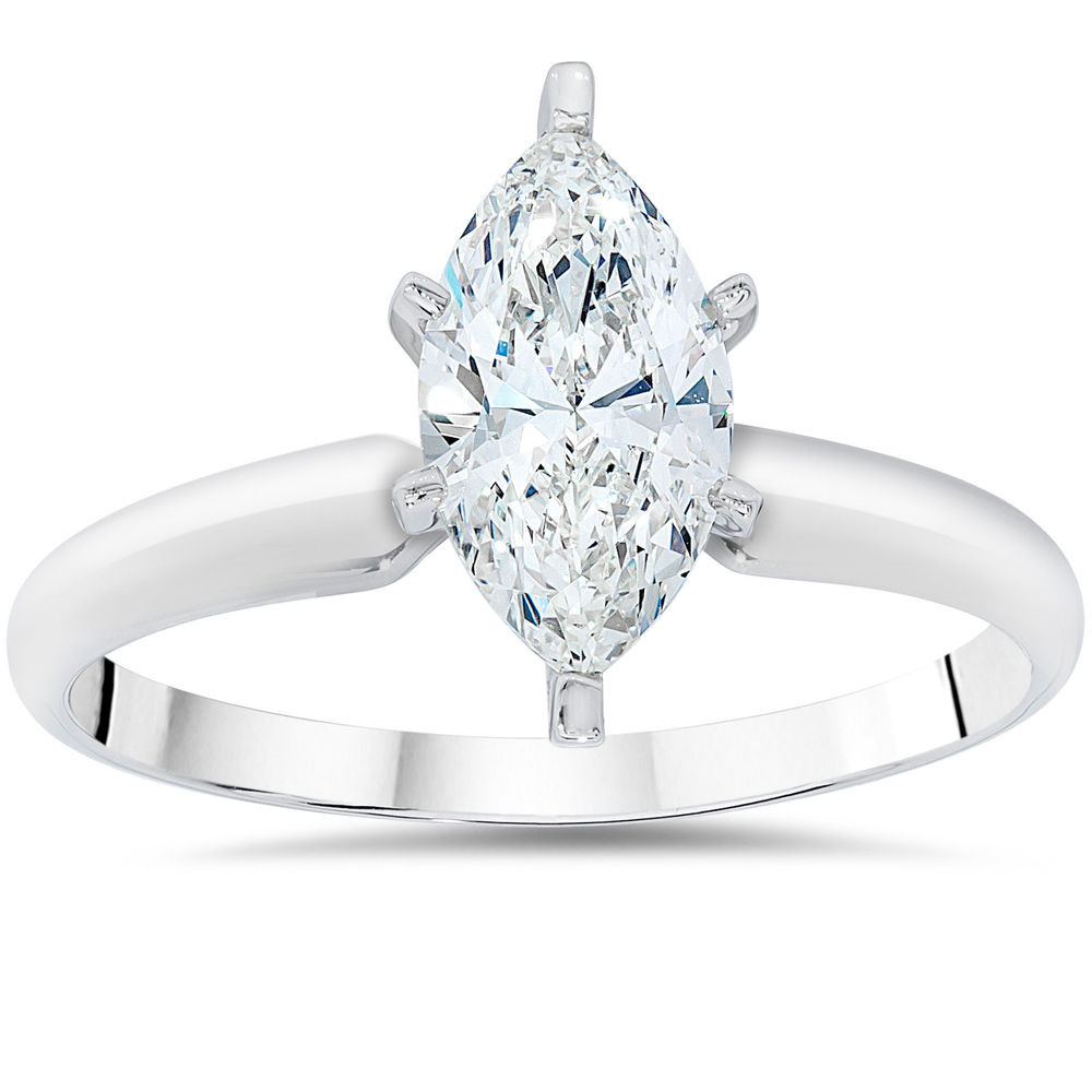 Gold Diamond Rings
 1ct Solitaire Marquise Enhanced Diamond Engagement Ring
