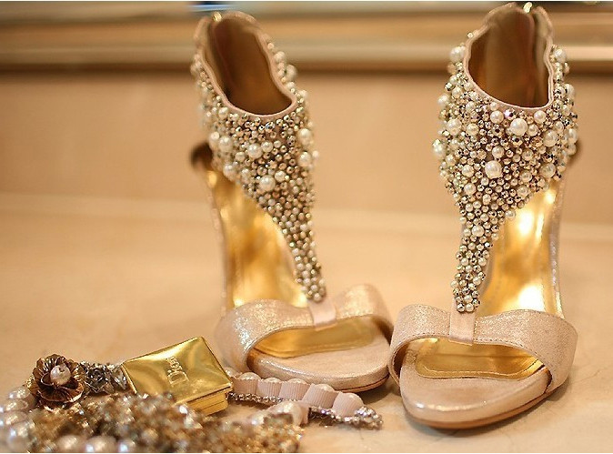 Gold Dress Shoes For Wedding
 Gold wedding shoes star champagne color bride wedding