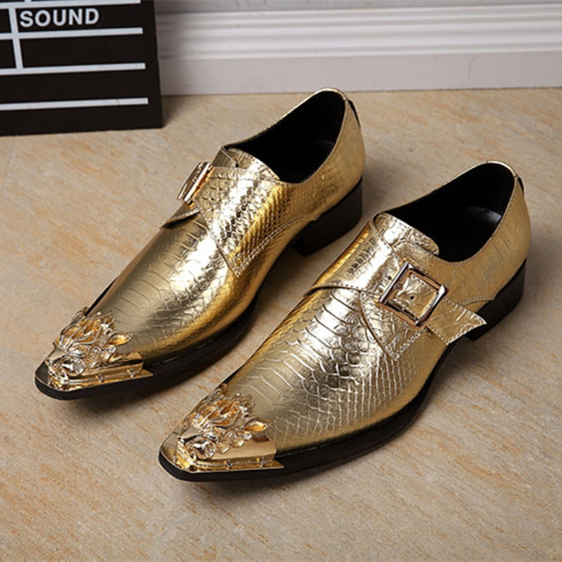 Gold Dress Shoes For Wedding
 Christia Bella Genuine Leather Men Shoes Italian Formal