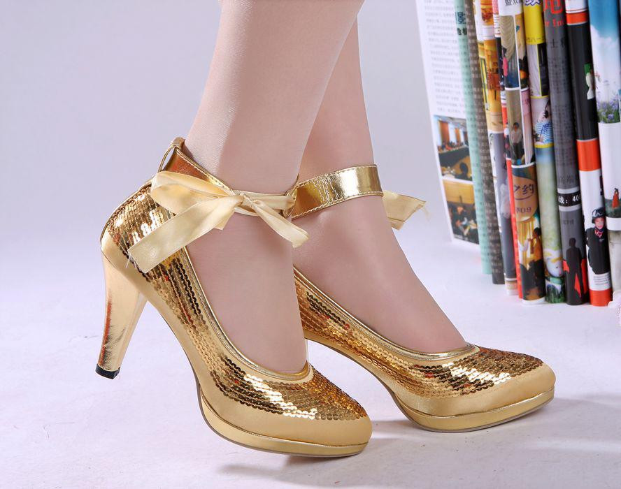Gold Dress Shoes For Wedding
 Fabulous Wholesale Gold Cheap Wedding Shoes High Heels