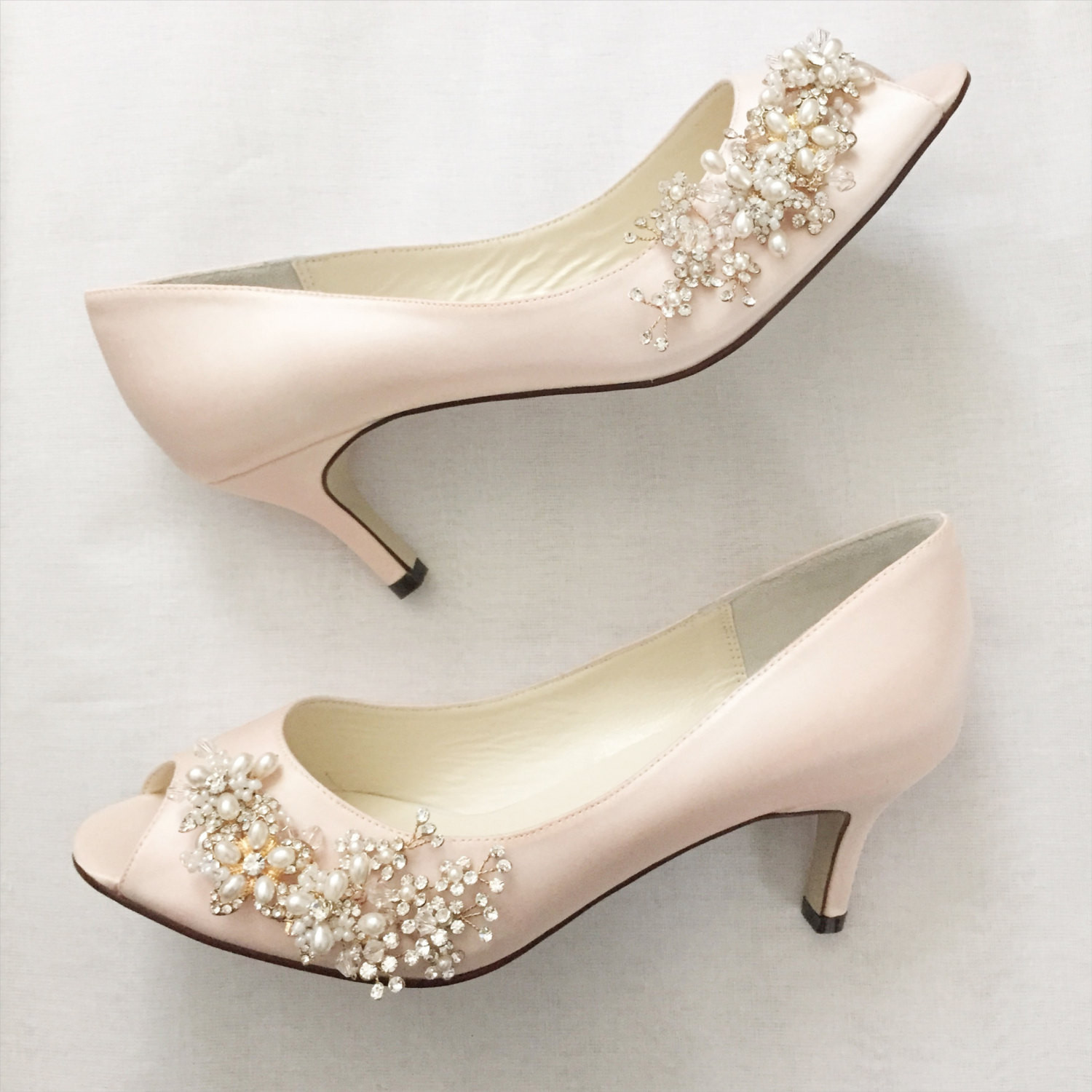 Gold Dress Shoes For Wedding
 Blush Gold Wedding Shoes with Pearl and Crystal Vine Flower