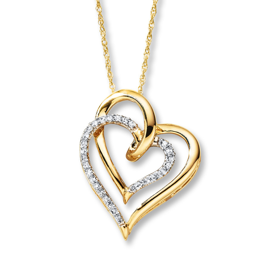 Gold Heart Necklace With Diamonds
 Diamond Heart Necklace 1 8 ct tw Round cut 10K Yellow Gold