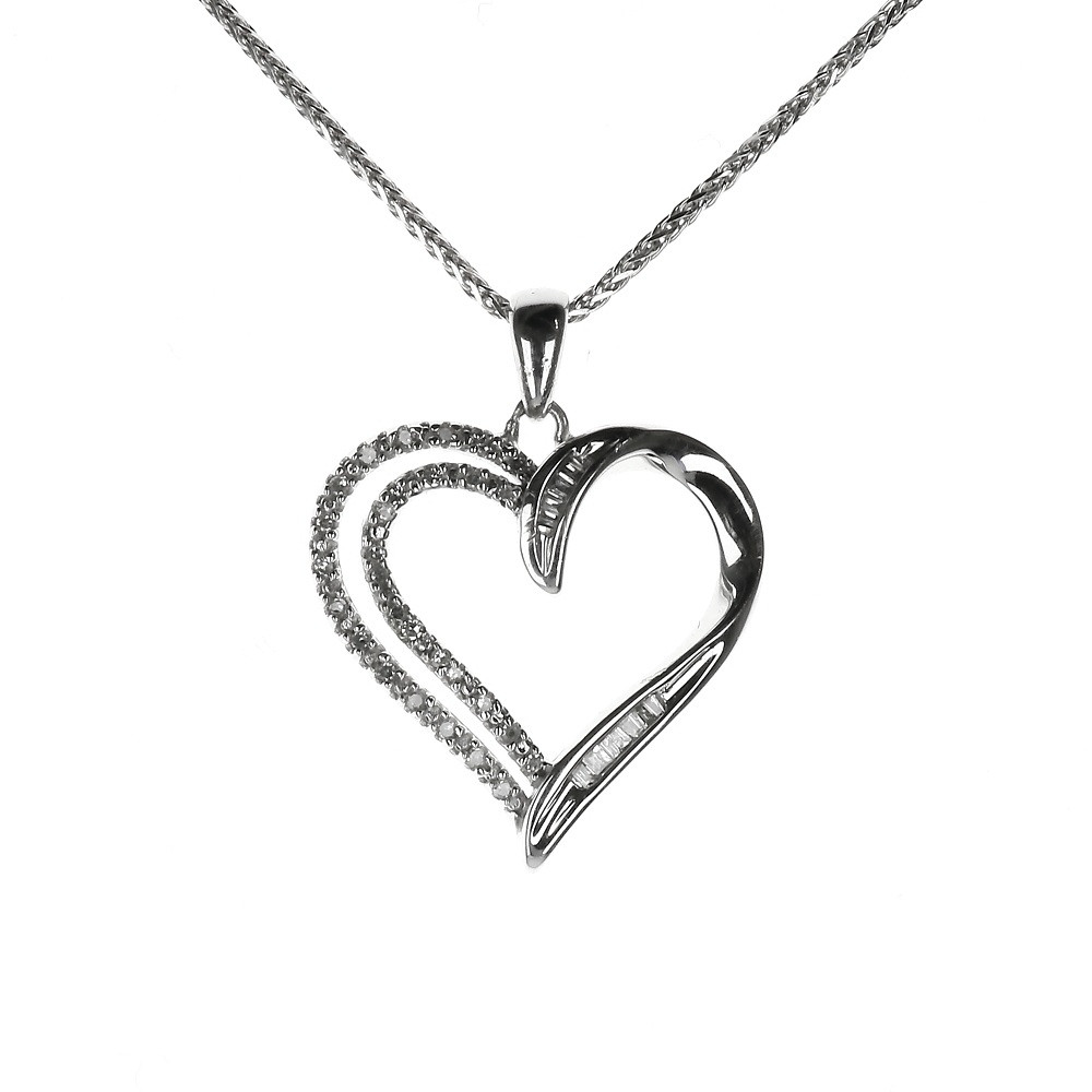 Gold Heart Necklace With Diamonds
 14 Karat White Gold Heart Necklace with 12 carat of diamonds