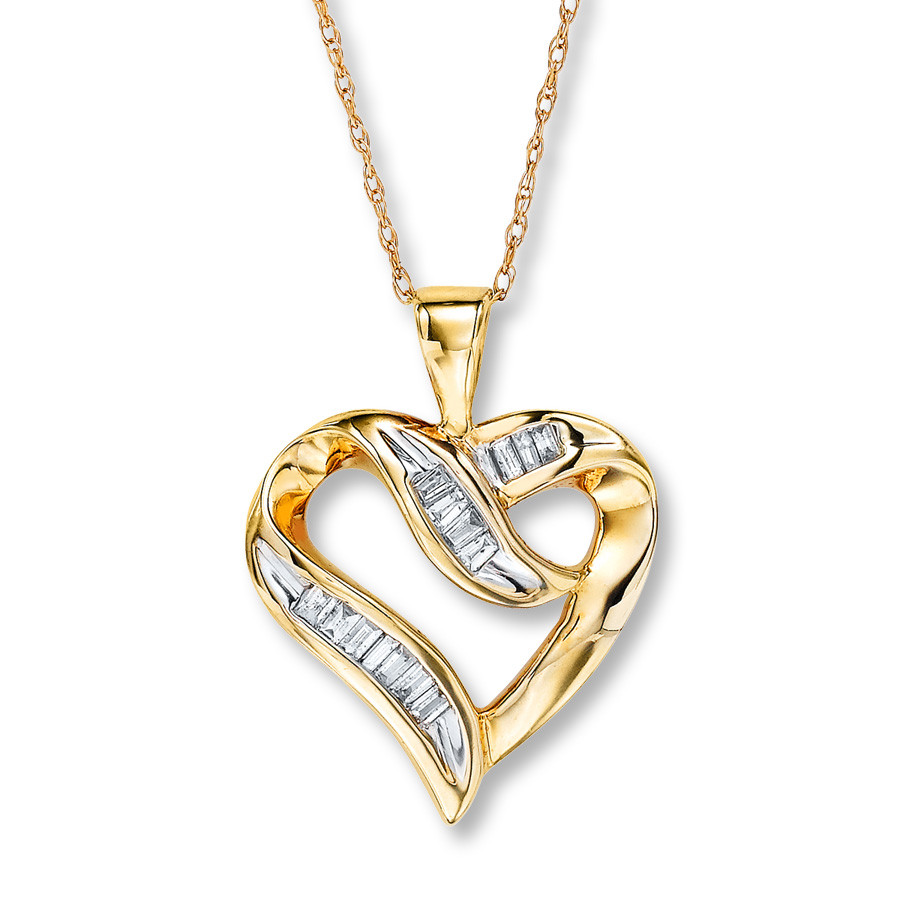 Gold Heart Necklace With Diamonds
 Gold Diamond Heart Necklace
