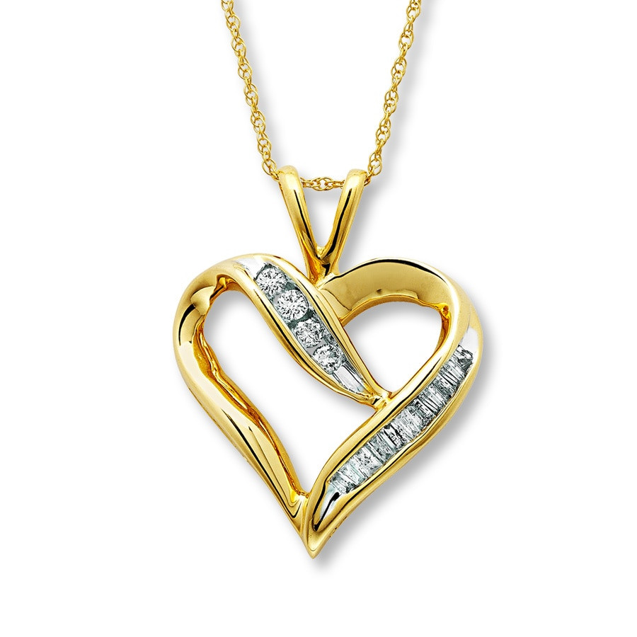 Gold Heart Necklace With Diamonds
 Diamond Heart Necklace 1 4 carat tw 10K Yellow Gold