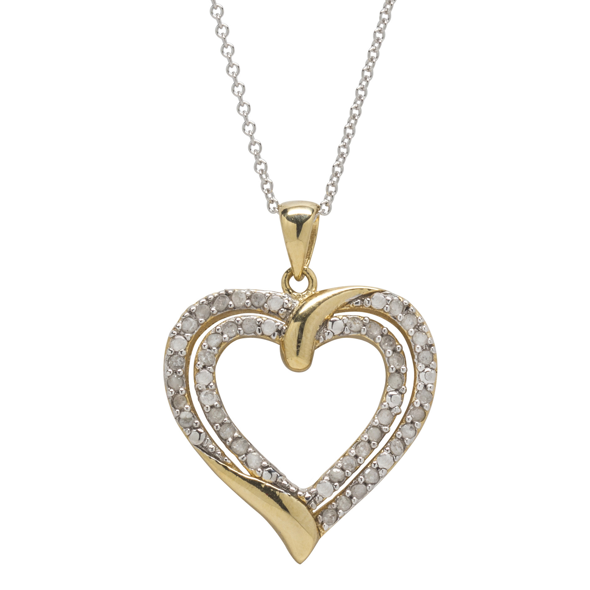 Gold Heart Necklace With Diamonds
 1 2Cttw Diamond Heart Pendant Gold over Silver
