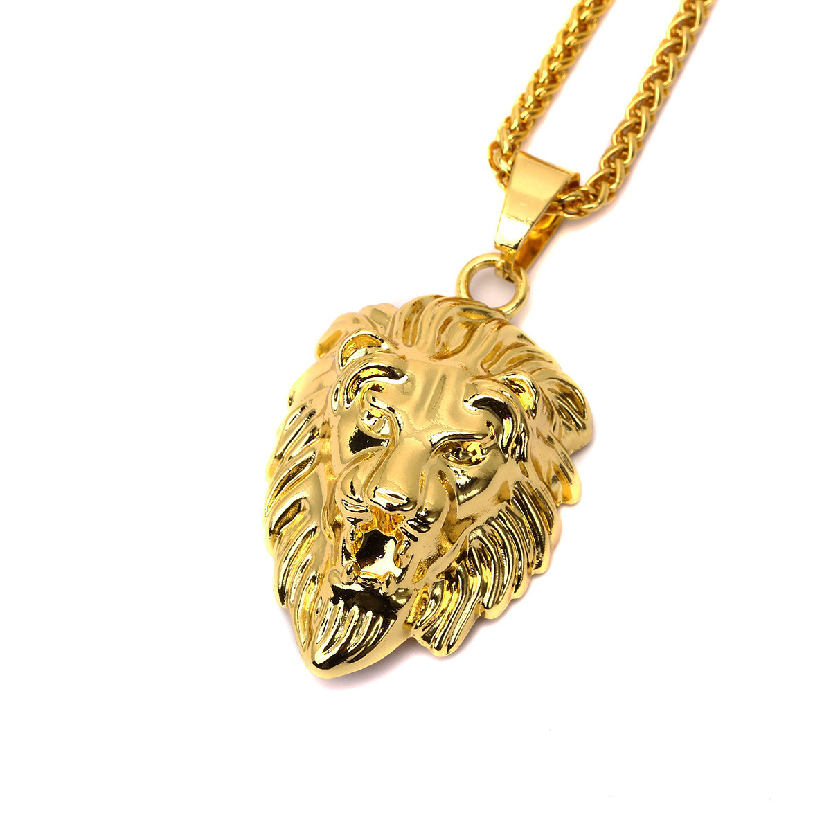 Gold Lion Necklace
 Hiphop Golden Lion Pendant Necklace Gold Color Lion Head