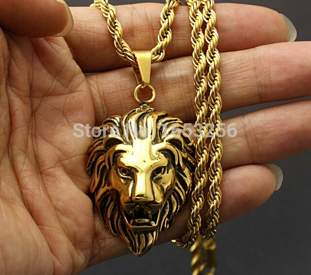 Gold Lion Necklace
 For XMAS Holiday Gifts Jewelry Vintage Gold Stainless