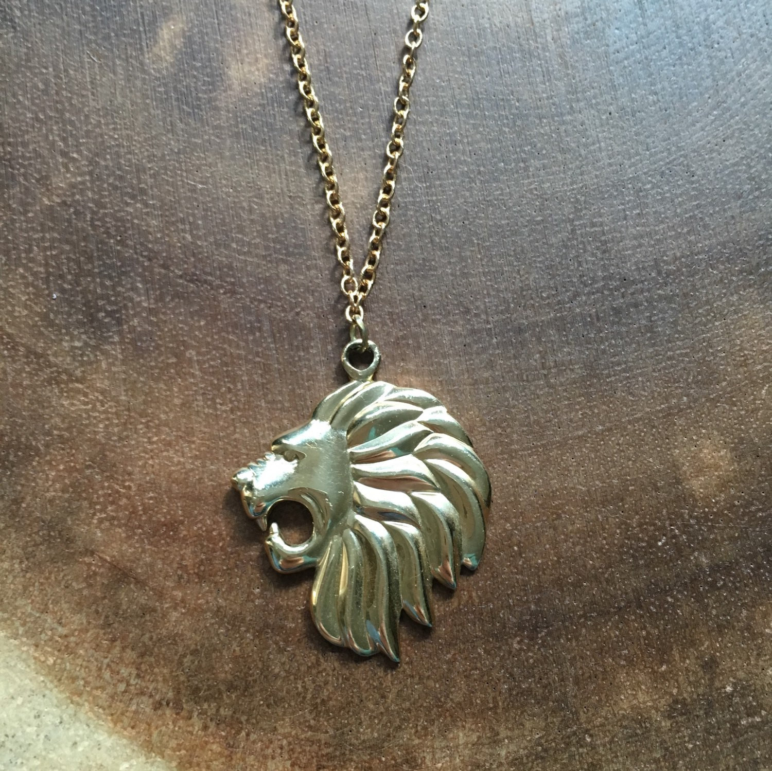 Gold Lion Necklace
 Gold Lion Head Necklace Lion Charm Necklace 14 Kg Lion