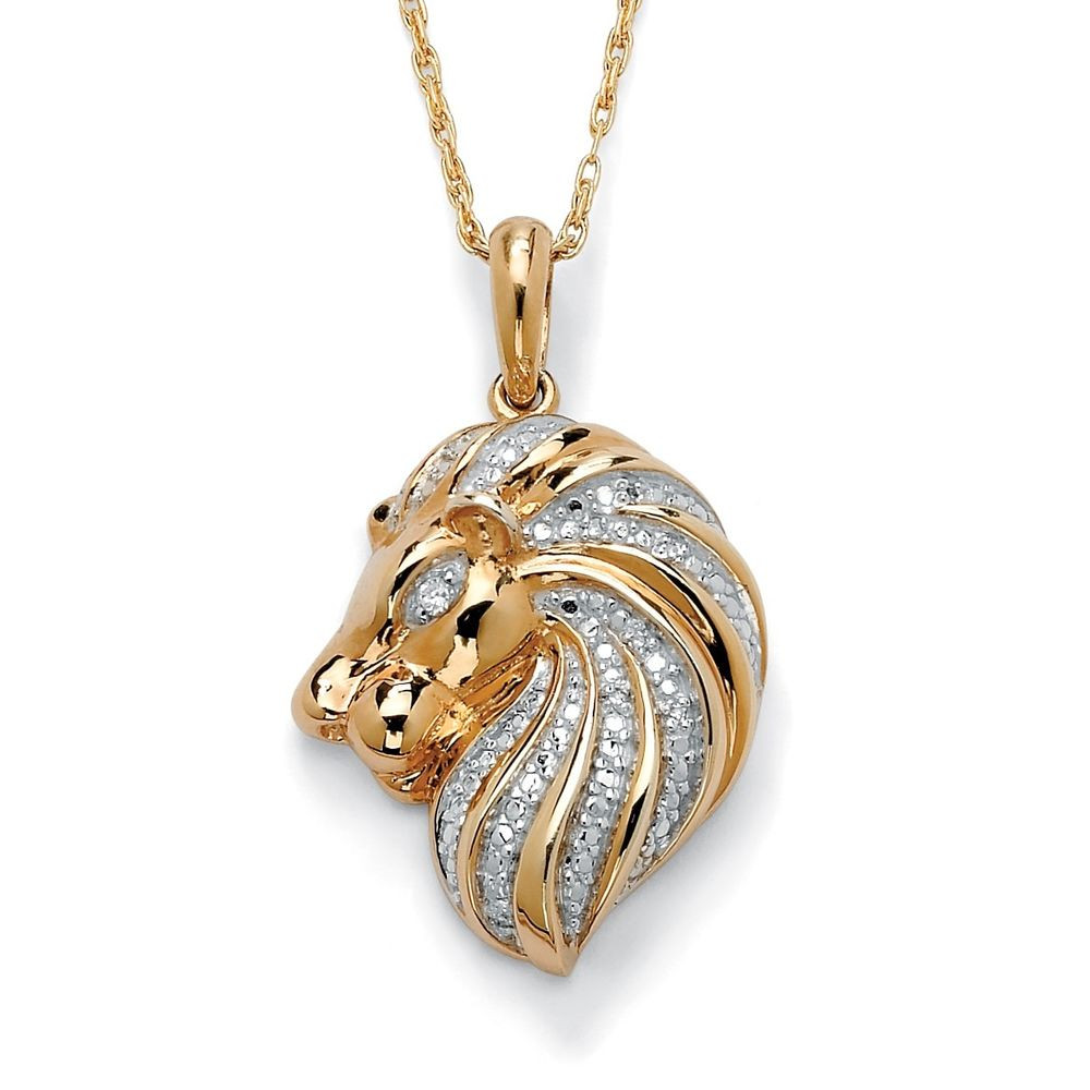 Gold Lion Necklace
 LION 18K GOLD OVER STERLING SILVER DIAMOND ACCENT PENDANT